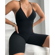 The new 2020 European and American summer women's sexy suspenders and short backless sport jumpsuits